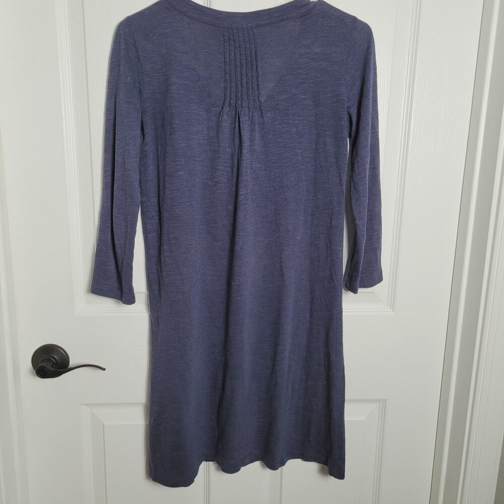 Lilly Pulitzer Dress XXS Amberly Navy Blue Pintuck Henley 3/4 Sleeve Modal Knit - Picture 6 of 11